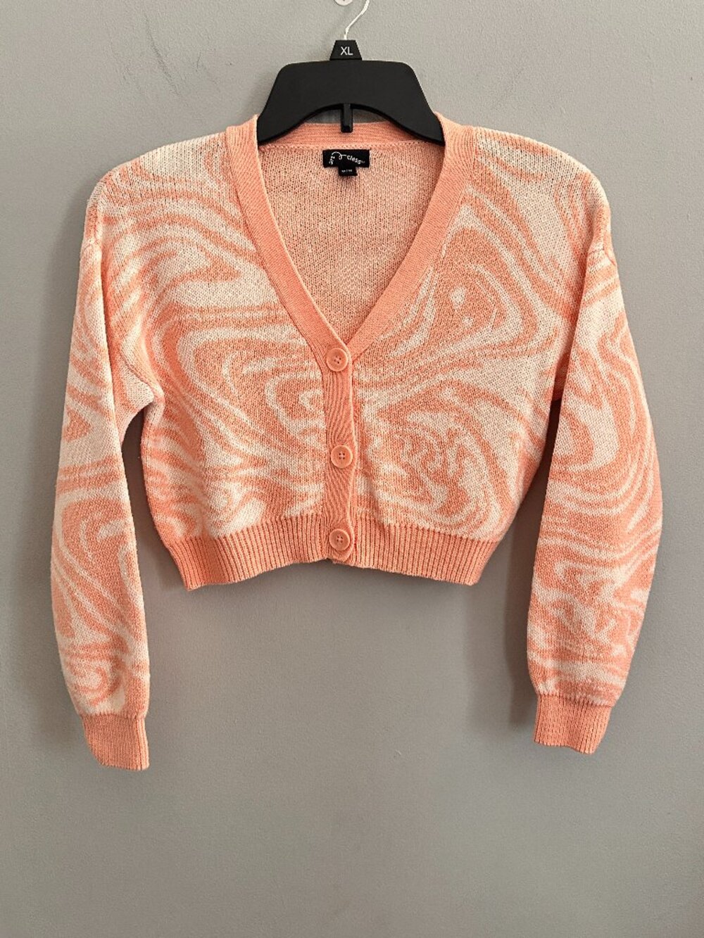 Art Class Target Pink & White Swirl Cropped Cardigan Girls Medium 7/8 Cozy Knit